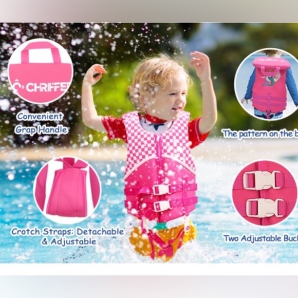 Chriffer Other - NWT Toddler white and pink Swim Vest Life jacket Adjustable Size guide in photos